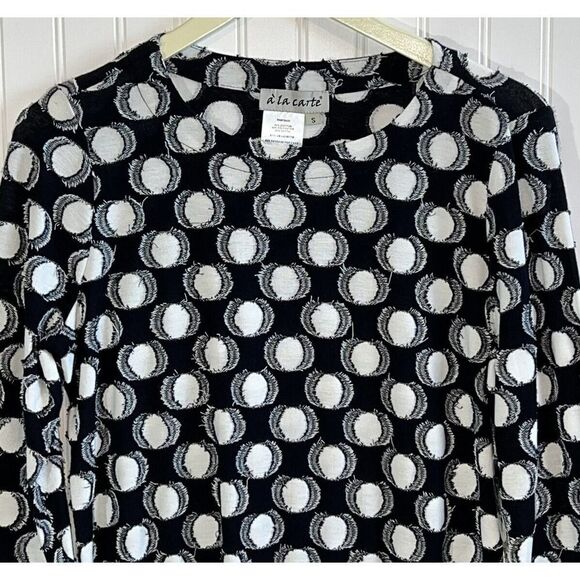 A’La Carte Blouse Women’s Small Button Detail Freyed Polka. Dots 3/4 Sleeve - Picture 4 of 6